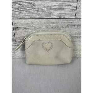 Brighton Women’s Small White Zipper Pouch/Wallet Heart Design Coin Purse